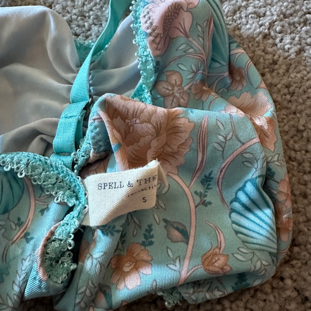 Spell Blue Seashell Bralette Euc - image 5